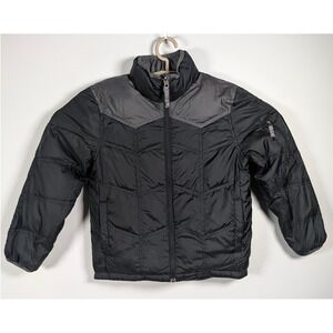 REI Womens Reversible Puffer Jacket Black Grey Insulated Hiking Coat M